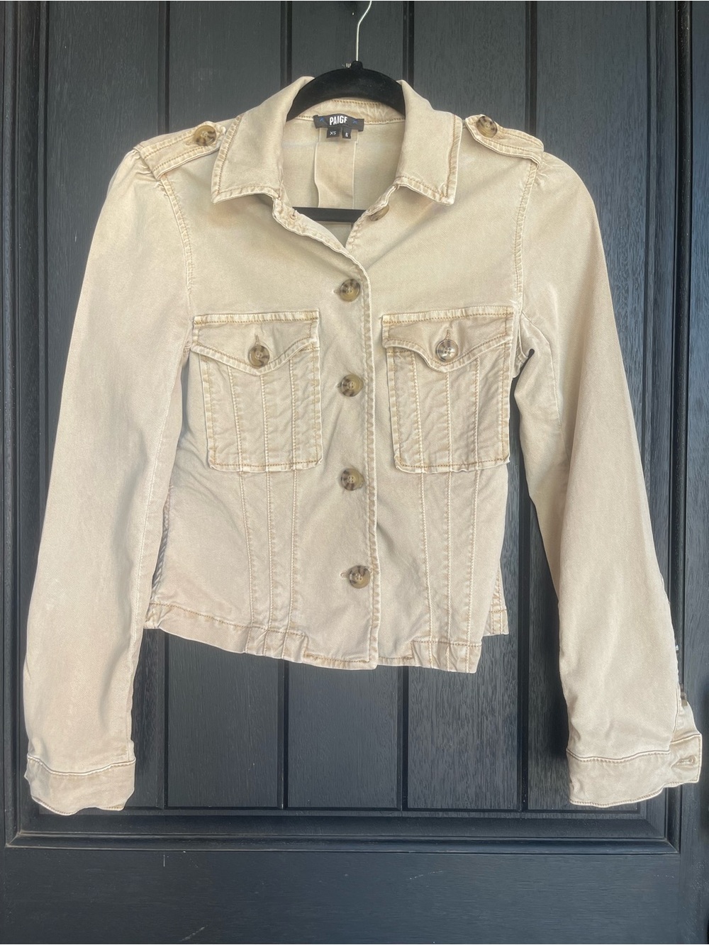 PAIGE Khaki Utility Military Jacket Tan Lyocell XS